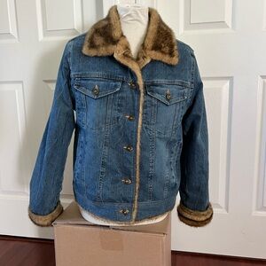 Marvin Richards Blue Jean Jacket with Brown Trim